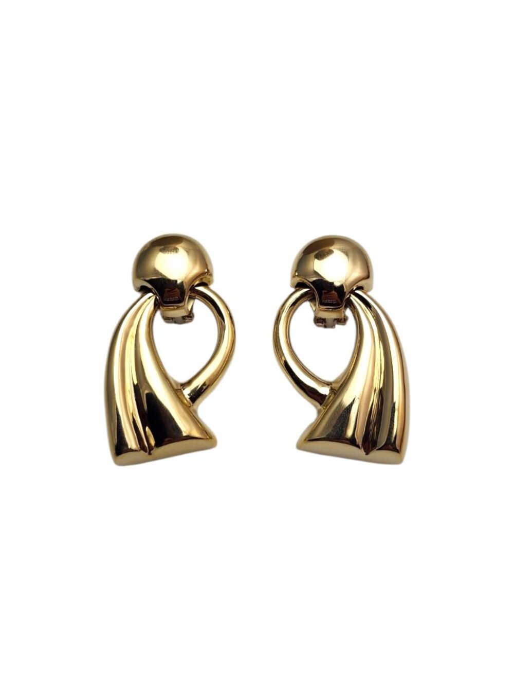 14K Yellow Gold Drop Door Knocker Earrings #25429